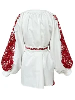 Блуза "Перо" біла з червоною вишивкою - Image 3