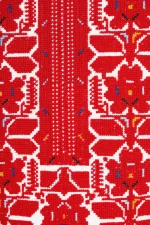 Сорочка Оксамитова ружа на білому льоні з червоною вишивкою - Image 4